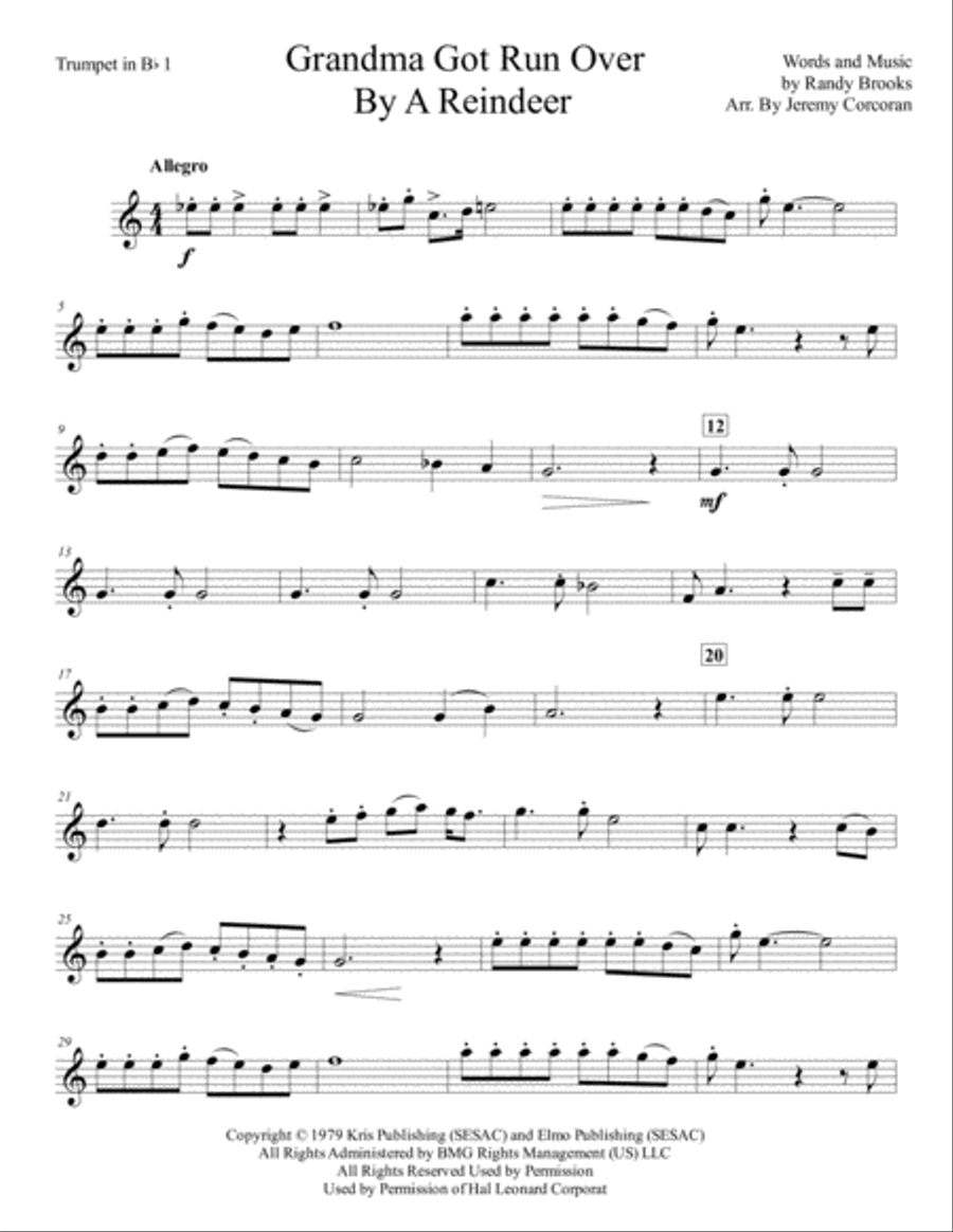 Grandma Got Run Over By A Reindeer Brass Ensemble scores gallery preview page 6