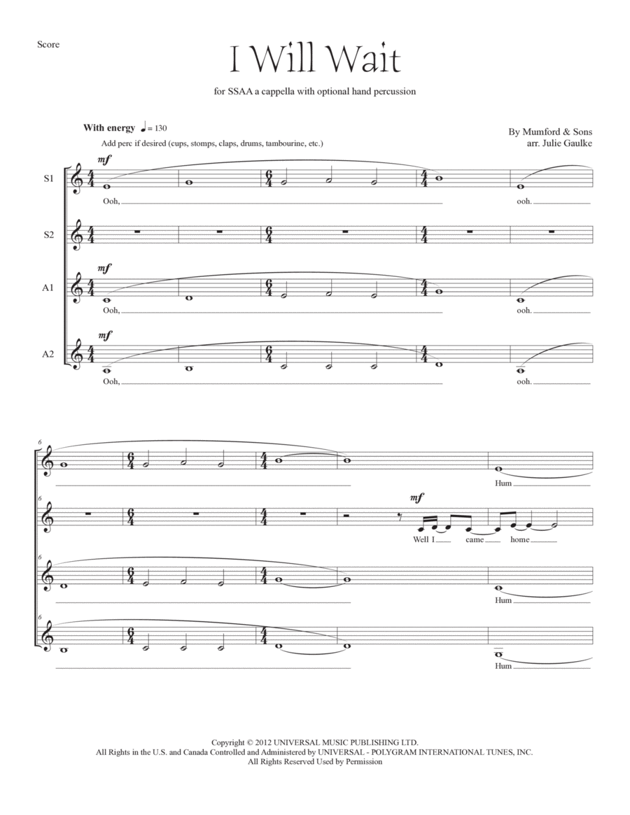 I Will Wait SSAA scores gallery preview page 1