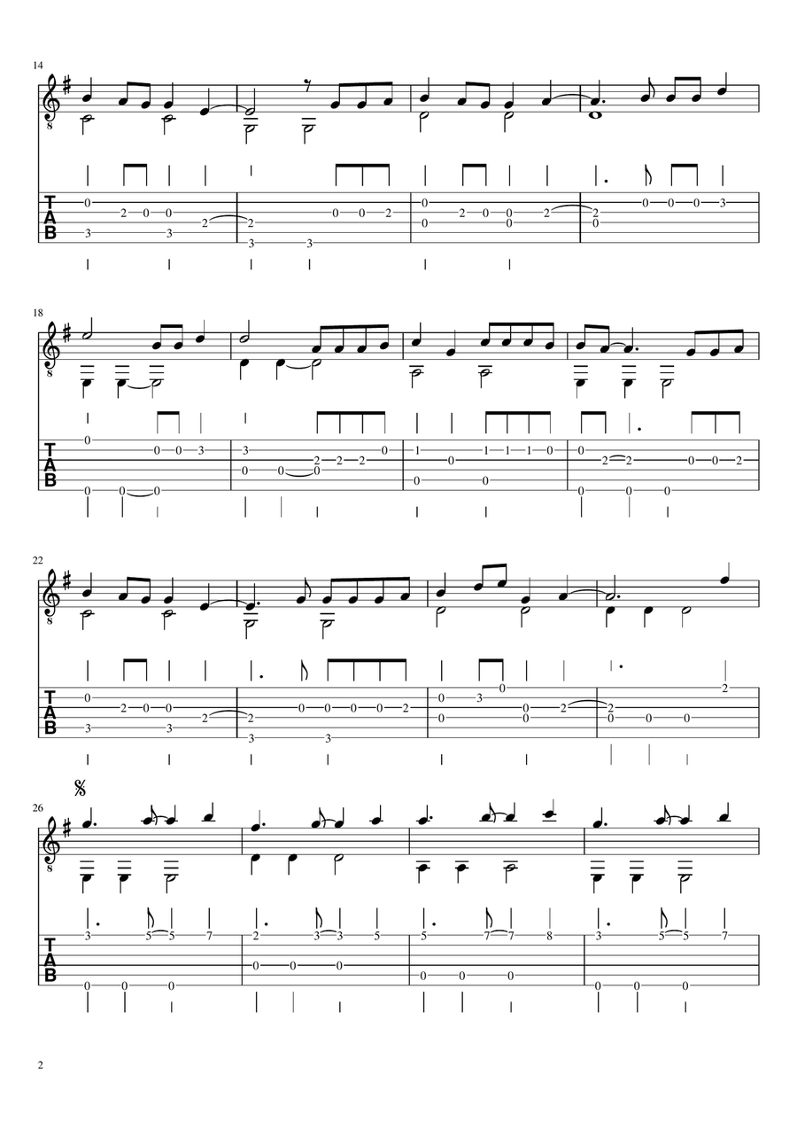 Alone Guitar Tablature scores gallery preview page 2