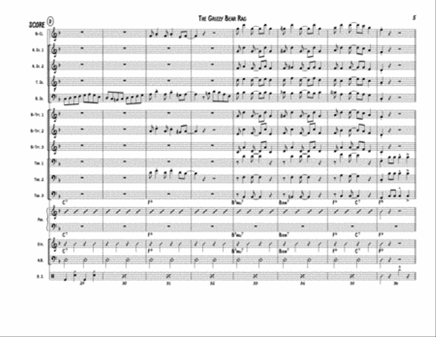 Grizzly Bear Rag - Score Jazz Ensemble scores gallery preview page 5