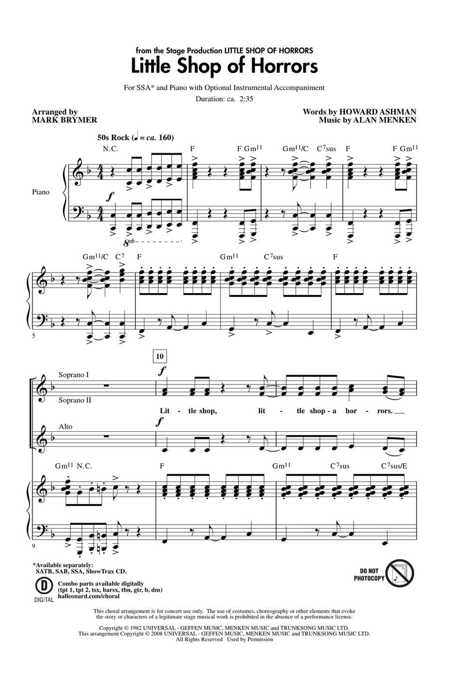 Little Shop Of Horrors (from Little Shop of Horrors) (arr. Mark Brymer) SSA scores gallery preview page 1