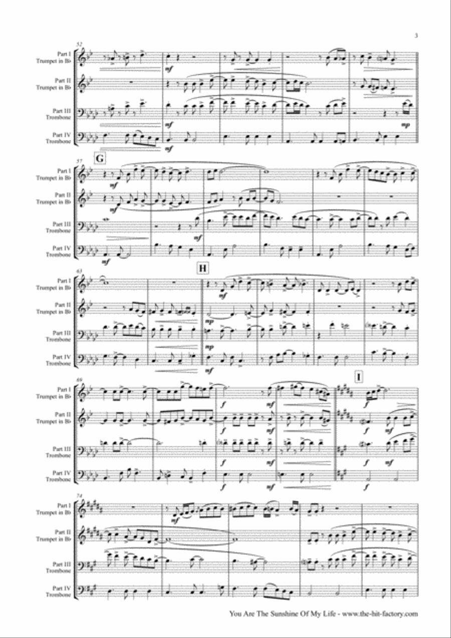 You Are The Sunshine Of My Life Euphonium scores gallery preview page 3