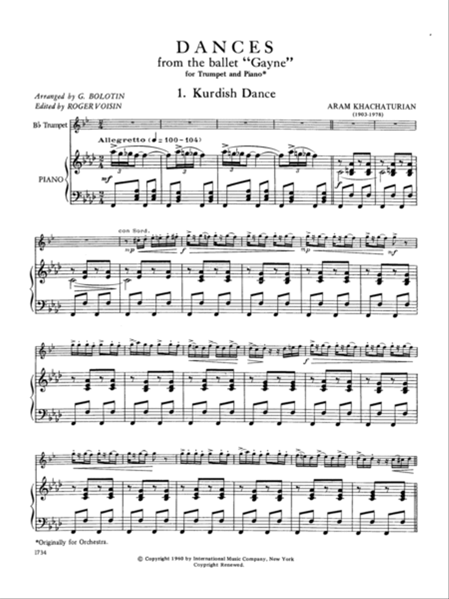 Four Dances (From The Ballet Gayane) Trumpet Solo scores gallery preview page 2