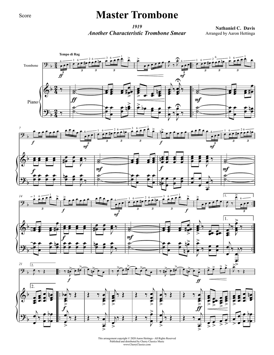 Master Trombone for Trombone and Piano Piano scores gallery preview page 3
