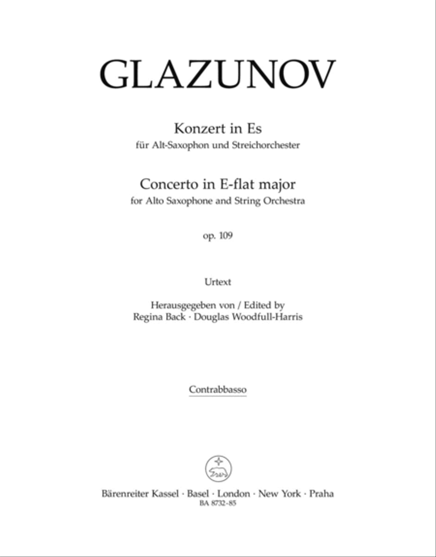 Concerto fur Alto Saxophone and String Orchestra E-flat major op. 109