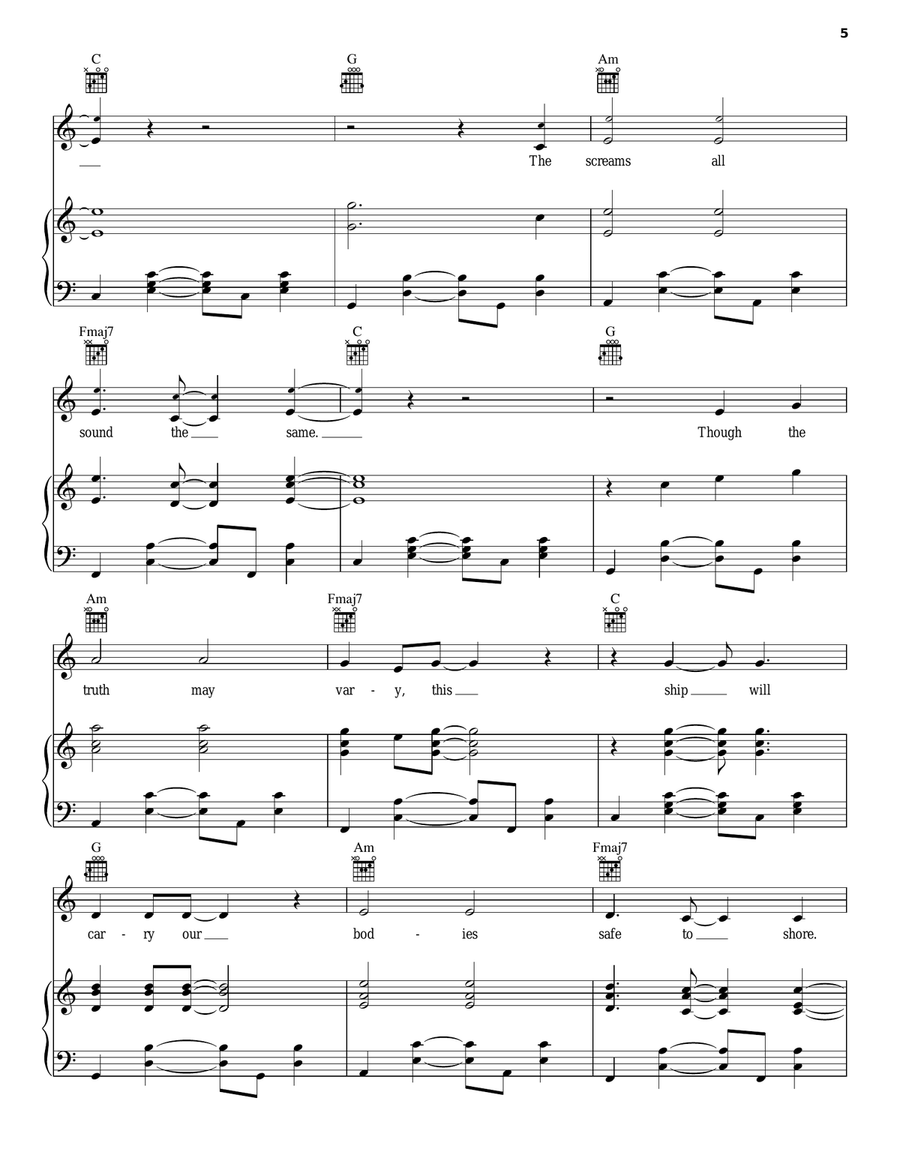Little Talks Piano, Vocal, Guitar scores gallery preview page 5