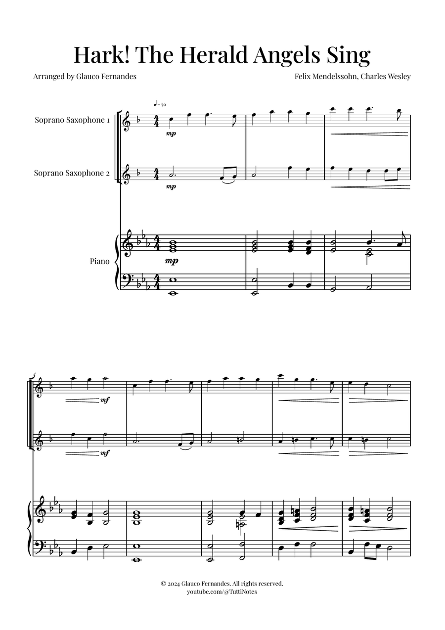 Hark! The Herald Angels Sing - Christmas Carol Duet Woodwind Duet scores gallery preview page 1