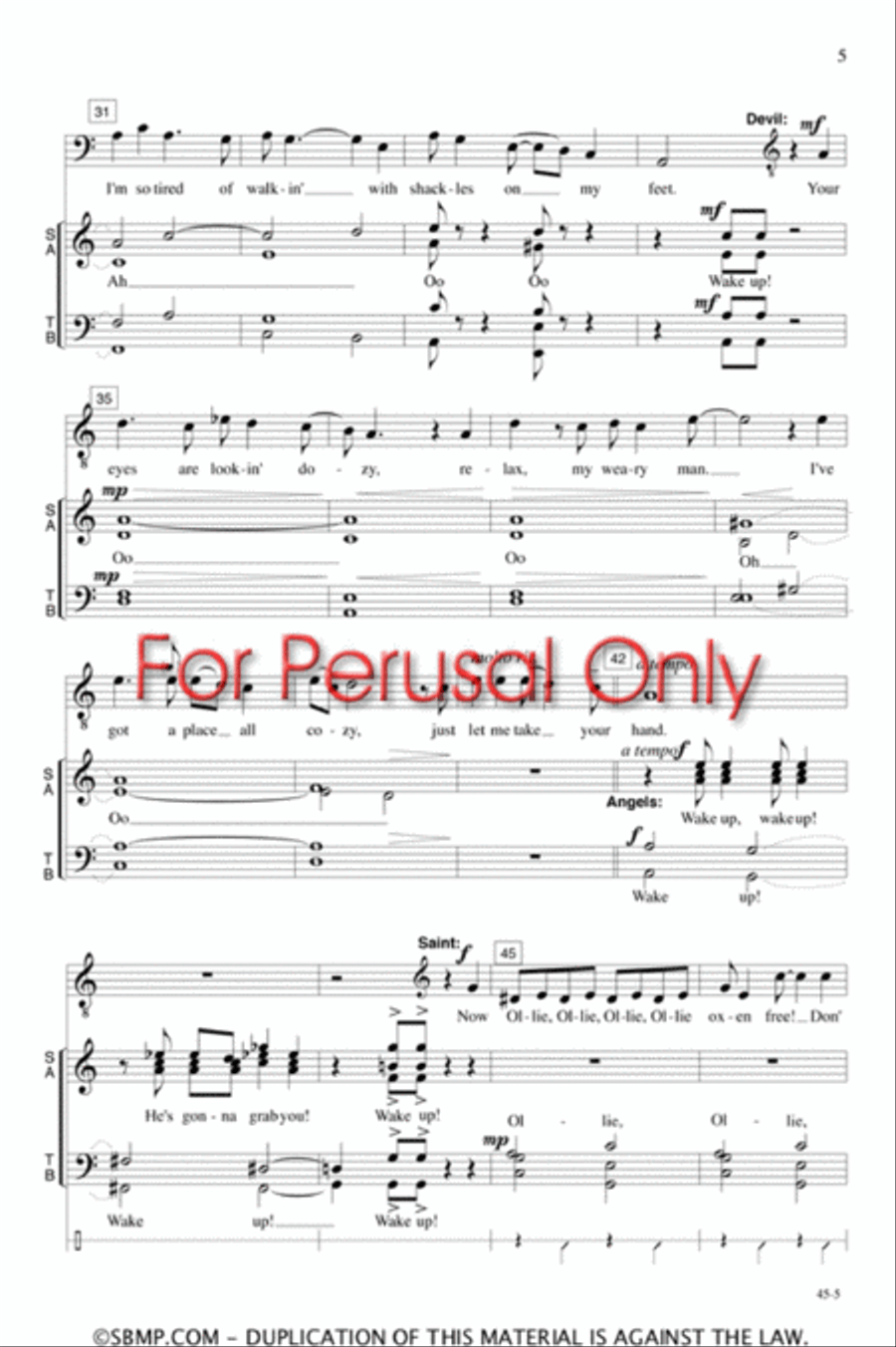 Wake Up, Ollie Brown! - SATB Octavo 4-Part scores gallery preview page 4