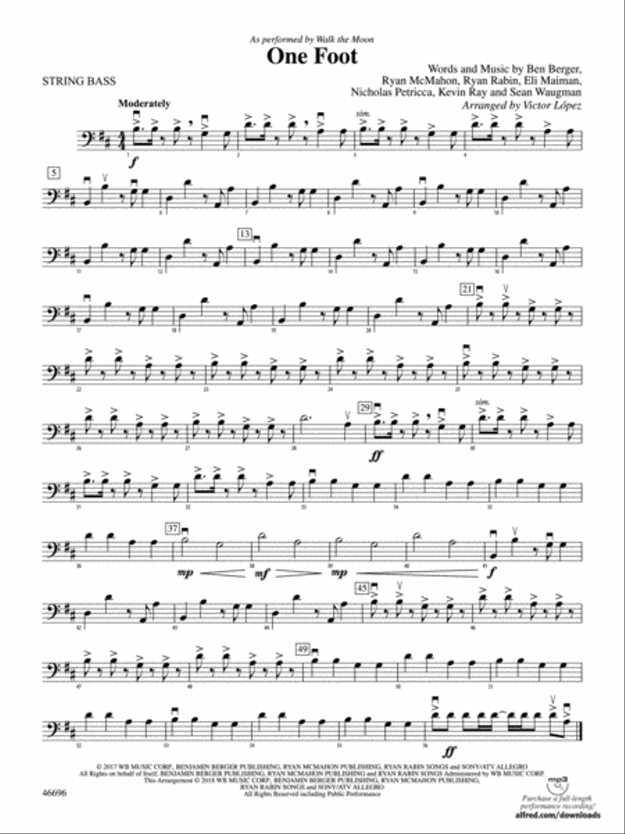 One Foot: String Bass One Foot: String Bass String Orchestra scores gallery preview page 1