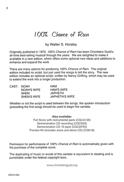 100% Chance of Rain - Choral Score (New Edition) image number null