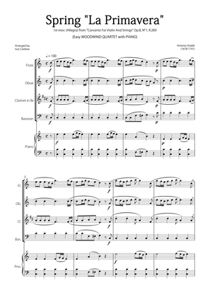 Book cover for "Spring" (La Primavera) by Vivaldi - Easy version for WOODWIND QUARTET & PIANO