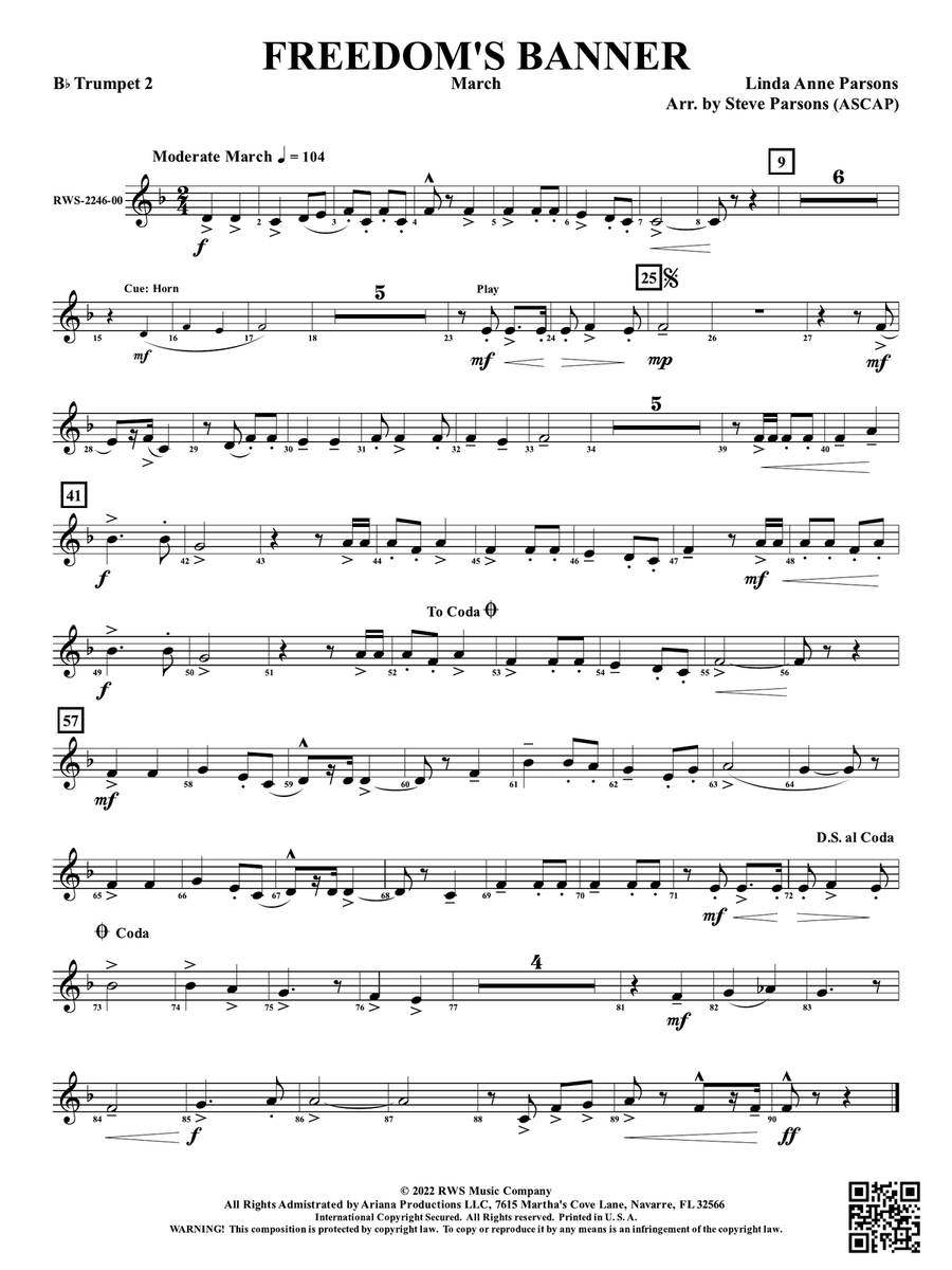 Freedom's Banner - March: 2nd B-flat Trumpet B-Flat Trumpet scores gallery preview page 1