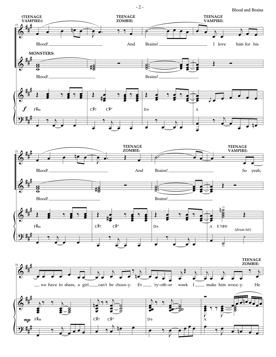 Blood And Brains (from Monstersongs) Voice scores gallery preview page 2