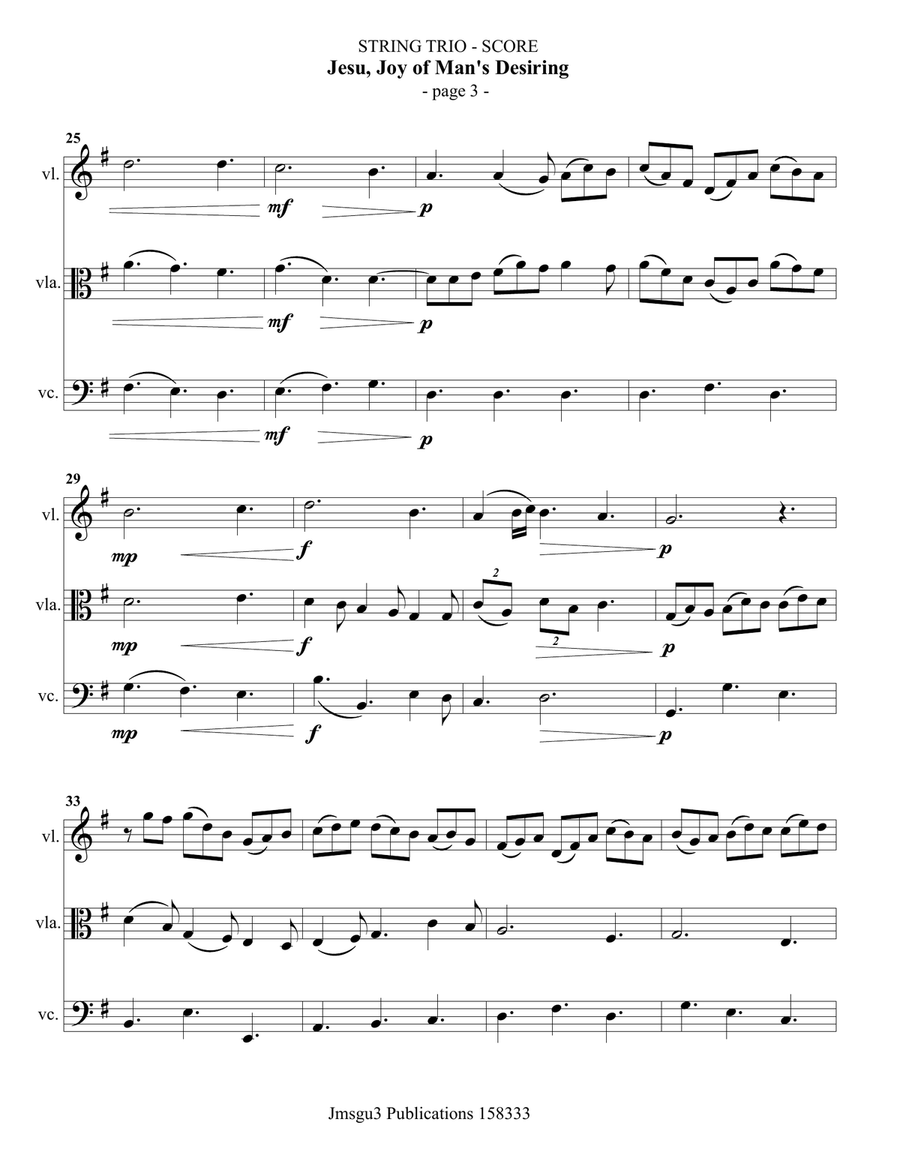Bach: Jesu, Joy of Man's Desiring for String Trio String Trio scores gallery preview page 3