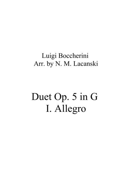 Duet Op. 5 in G I. Allegro