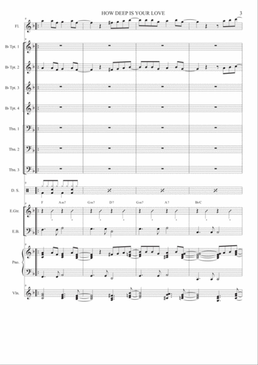 How Deep Is Your Love from the Motion Picture SATURDAY NIGHT FEVER Large Ensemble scores gallery preview page 3