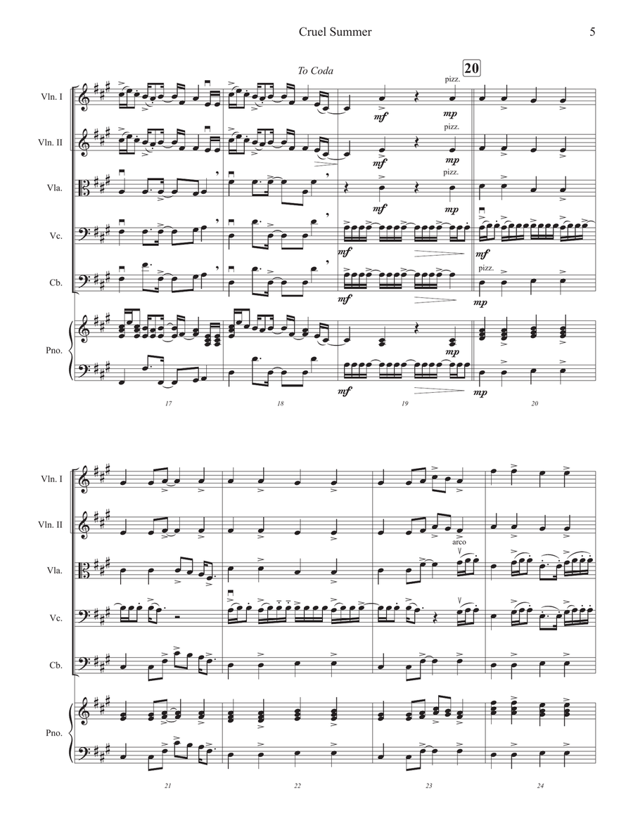 Cruel Summer String Orchestra scores gallery preview page 5