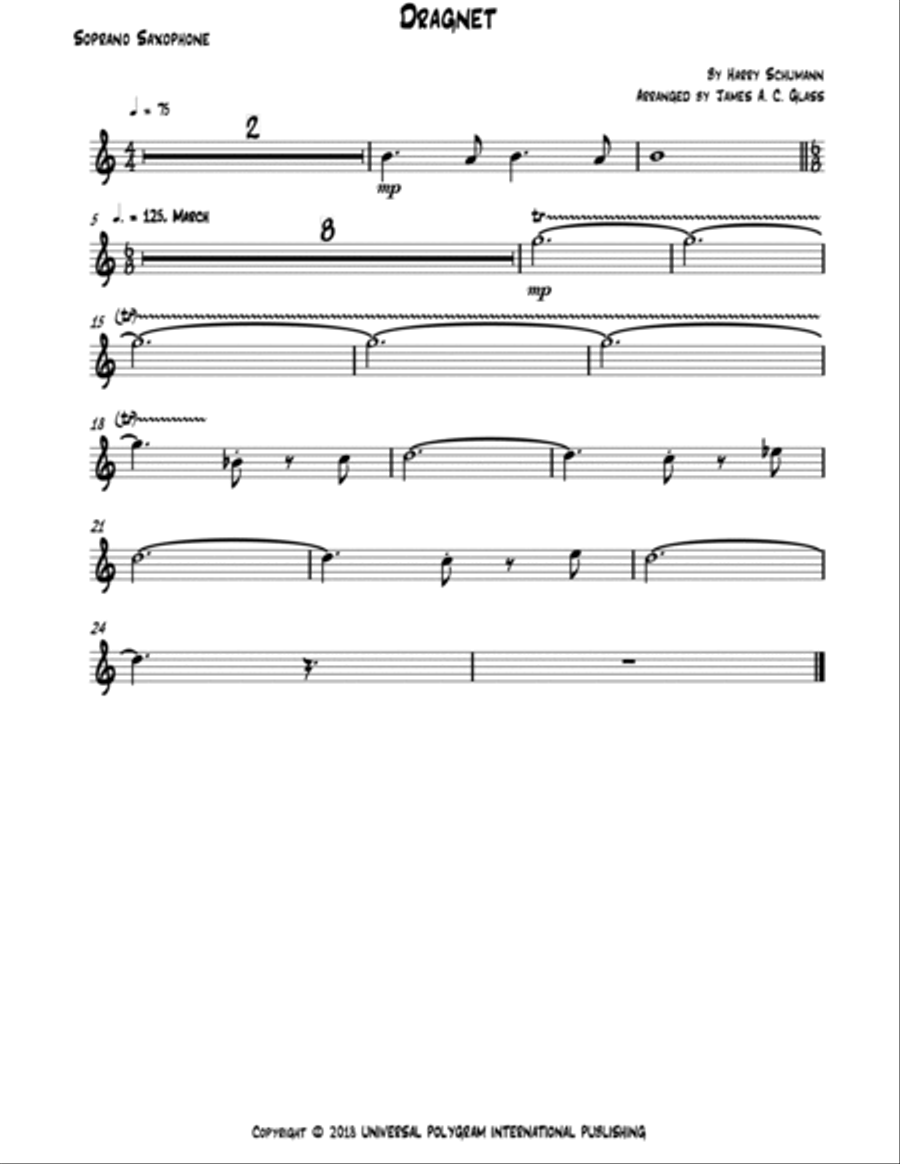 Dragnet Saxophone Quartet scores gallery preview page 5
