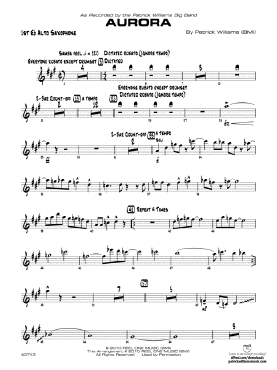 Aurora: E-flat Alto Saxophone Jazz Ensemble scores gallery preview page 1