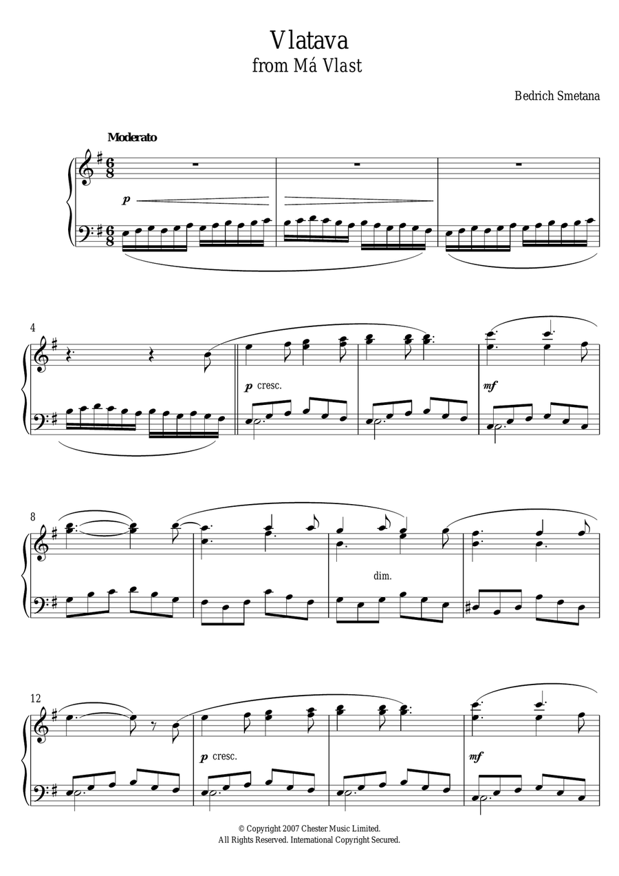 Vlatava (from 'Ma Vlast') Piano Solo scores gallery preview page 1
