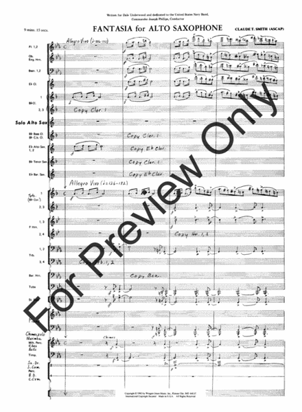 Fantasia For Alto Saxophone Concert Band - Full Score