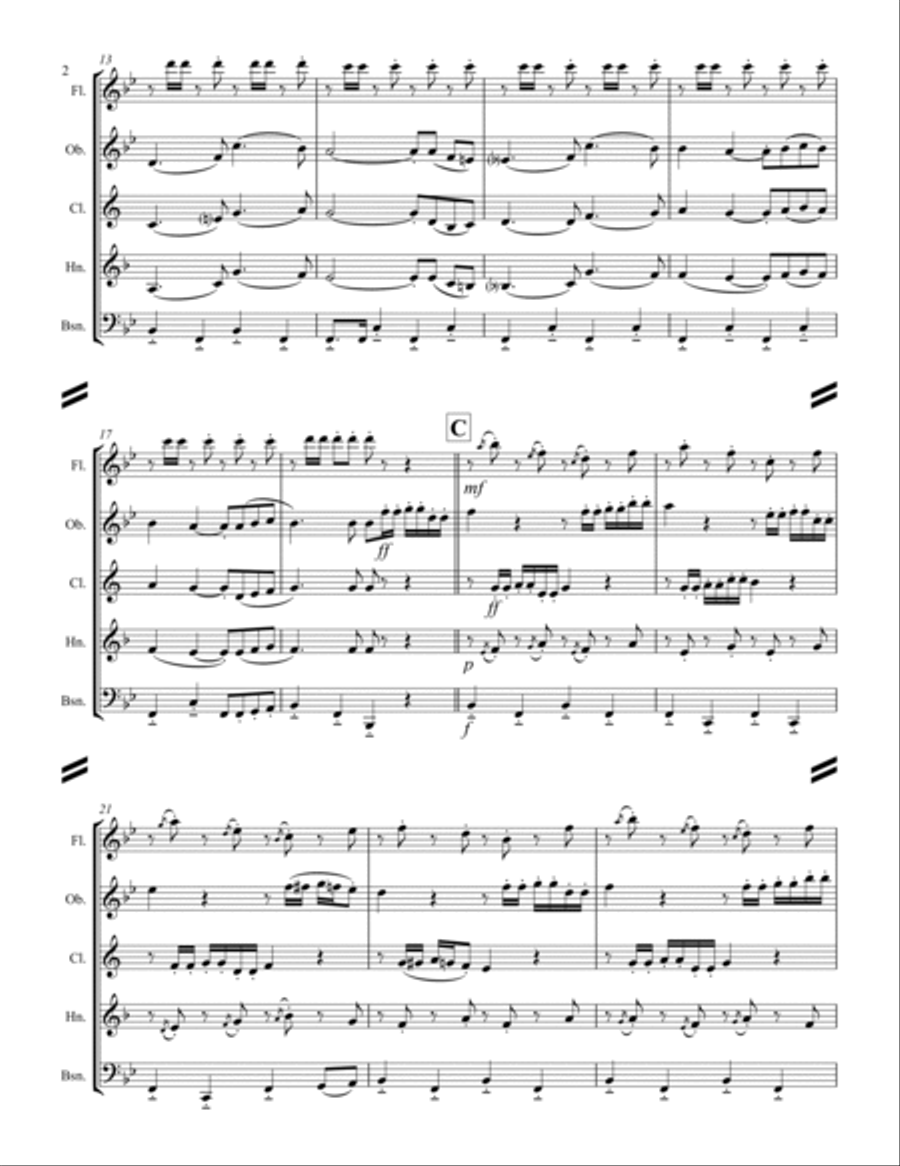 The Chicken Dance Woodwind Quintet scores gallery preview page 3