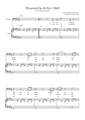 Wiegenlied Op. 49, Nr.4 (1868) - Lullaby - key B