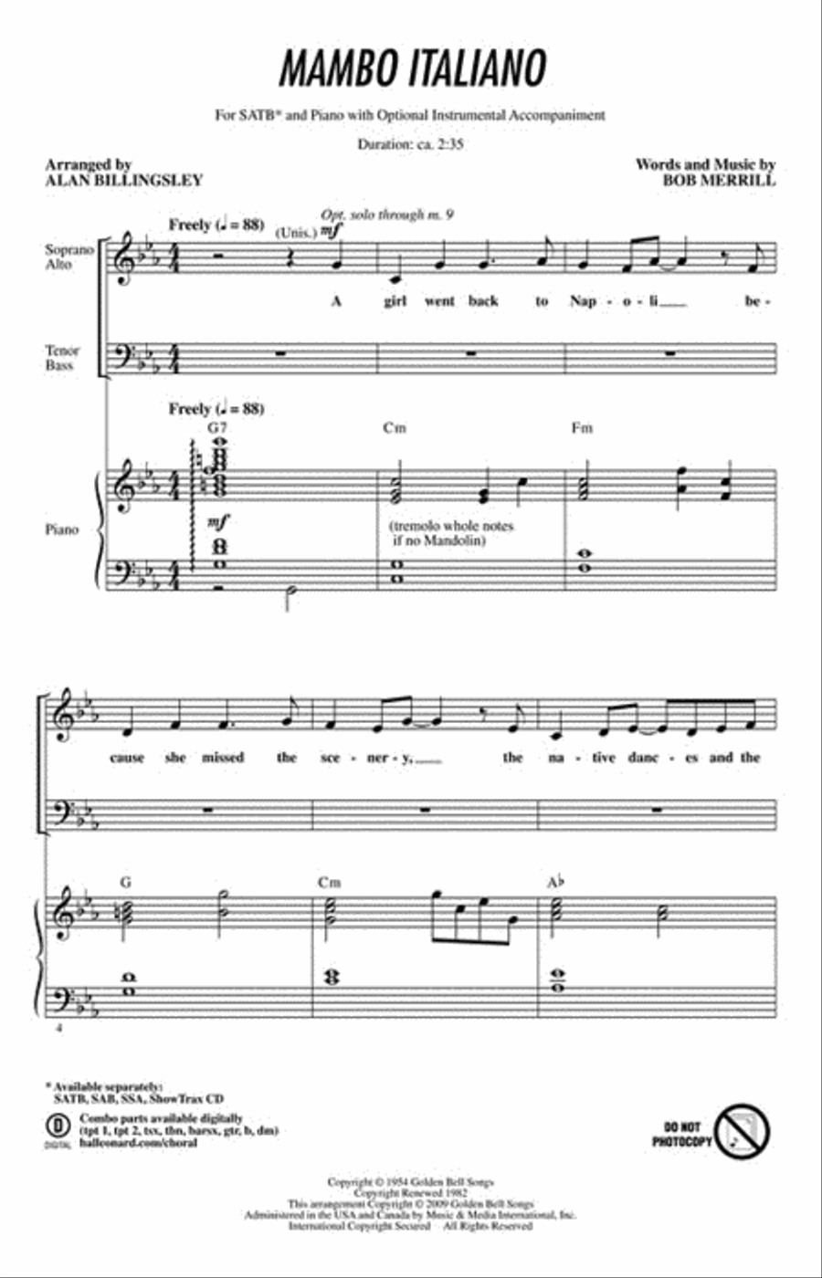 Mambo Italiano Mambo Italiano Show Choir scores gallery preview page 2