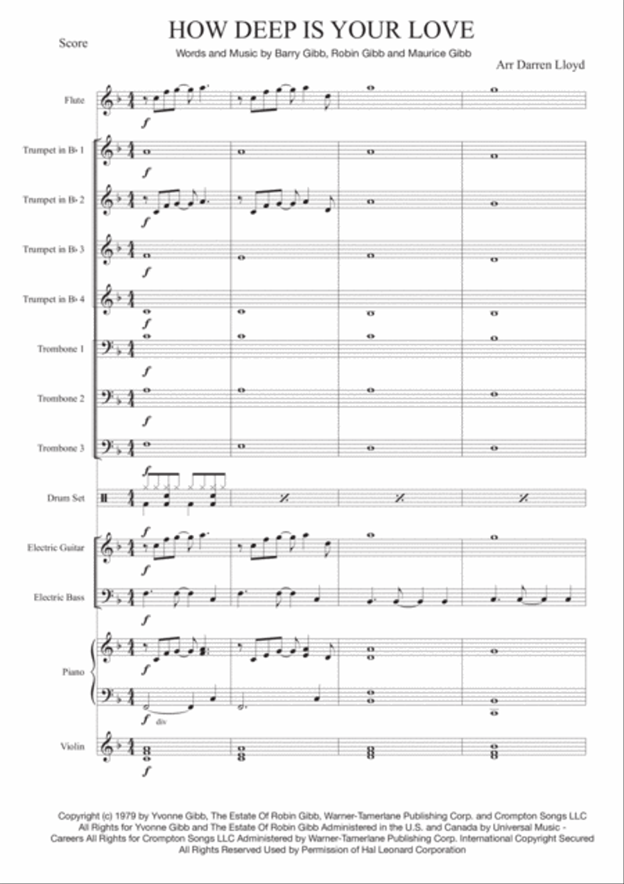 How Deep Is Your Love from the Motion Picture SATURDAY NIGHT FEVER Large Ensemble scores gallery preview page 1