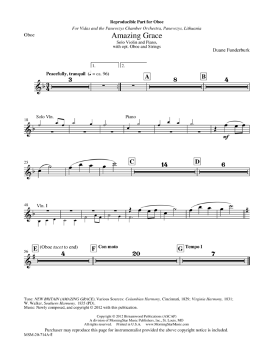 Amazing Grace Oboe scores gallery preview page 1