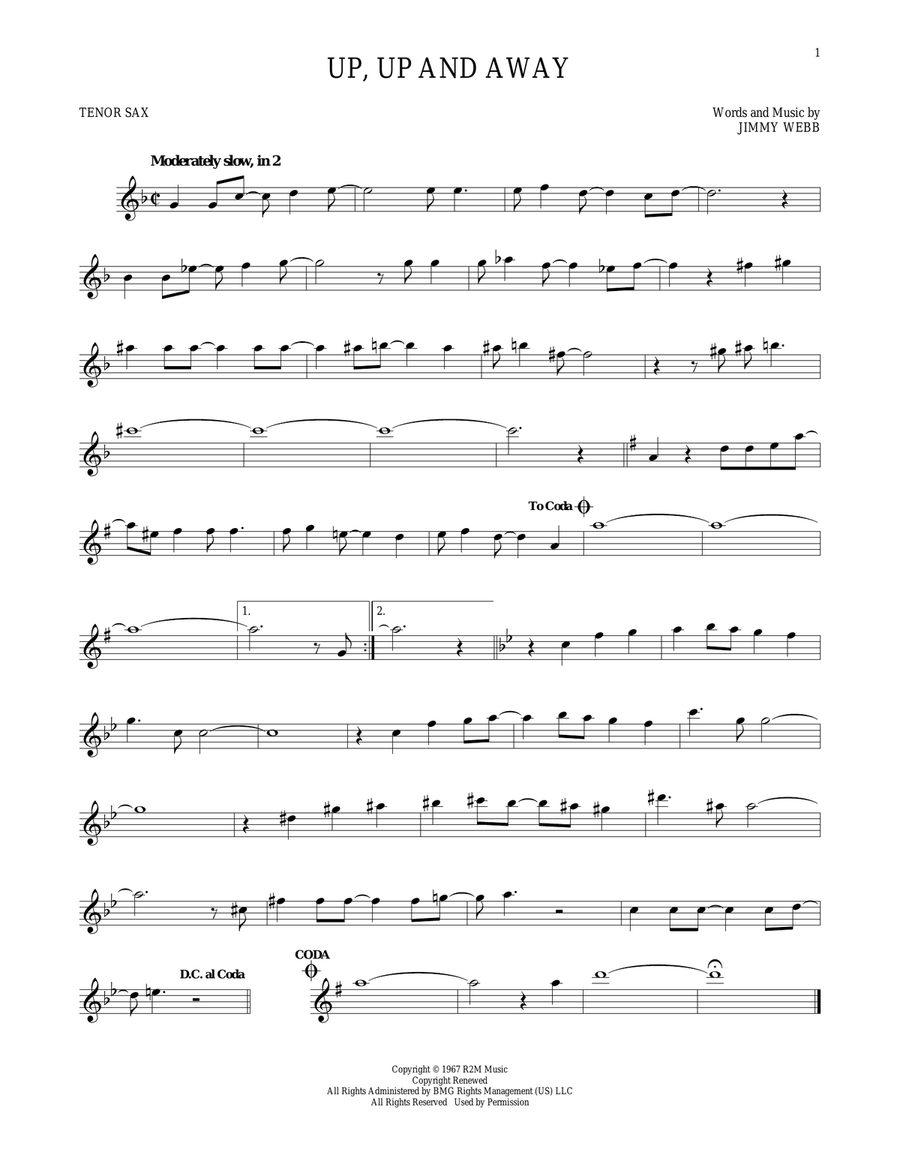 Up, Up And Away Tenor Saxophone scores gallery preview page 1