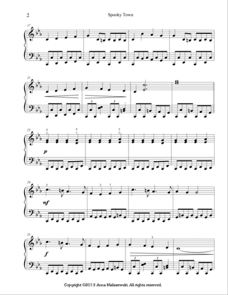 Spooky Town Piano Solo scores gallery preview page 2