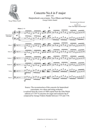 Handel - Concerto No.4 in F major HWV 292 Op.4 for Harpsichord, Winds and Strings