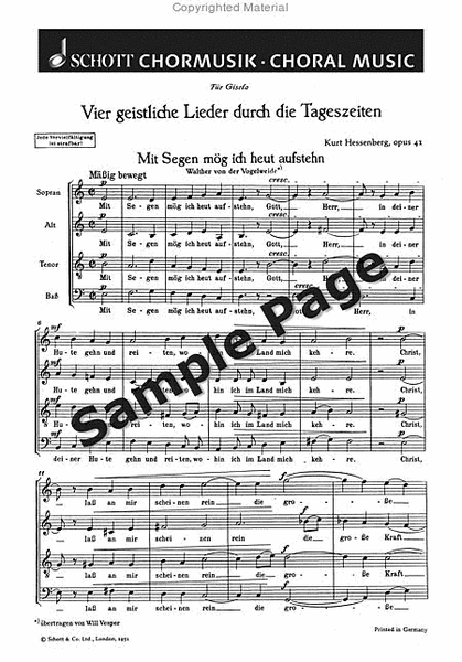 Hessenberg K Geistliche Lieder4 Op41