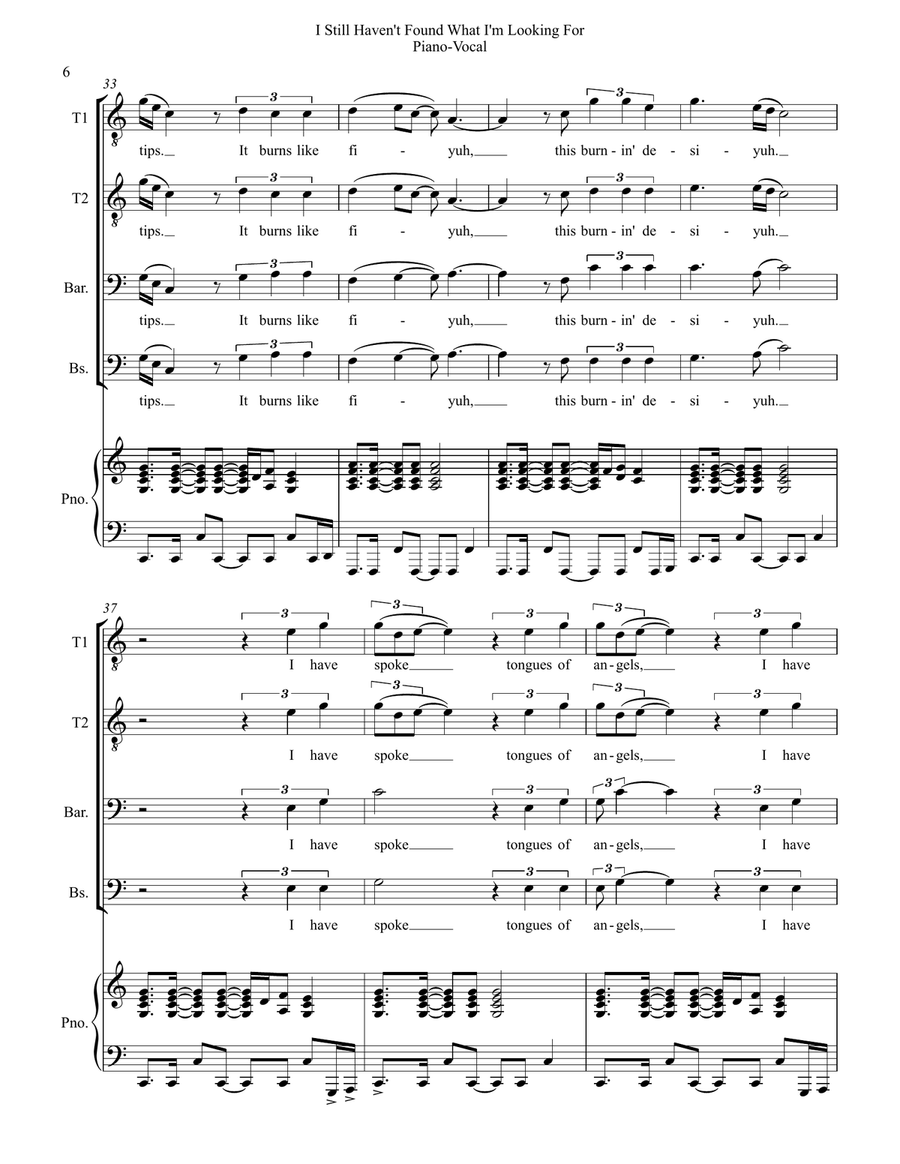 Still Haven't Found What I'm Looking For TTBB scores gallery preview page 6