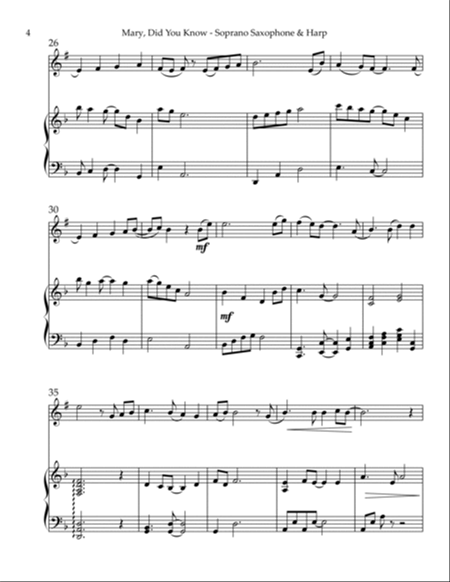 Mary, Did You Know? Soprano Saxophone scores gallery preview page 4