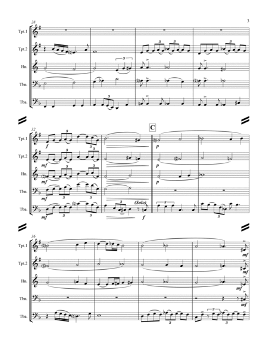 When Sunny Gets Blue Brass Ensemble scores gallery preview page 4
