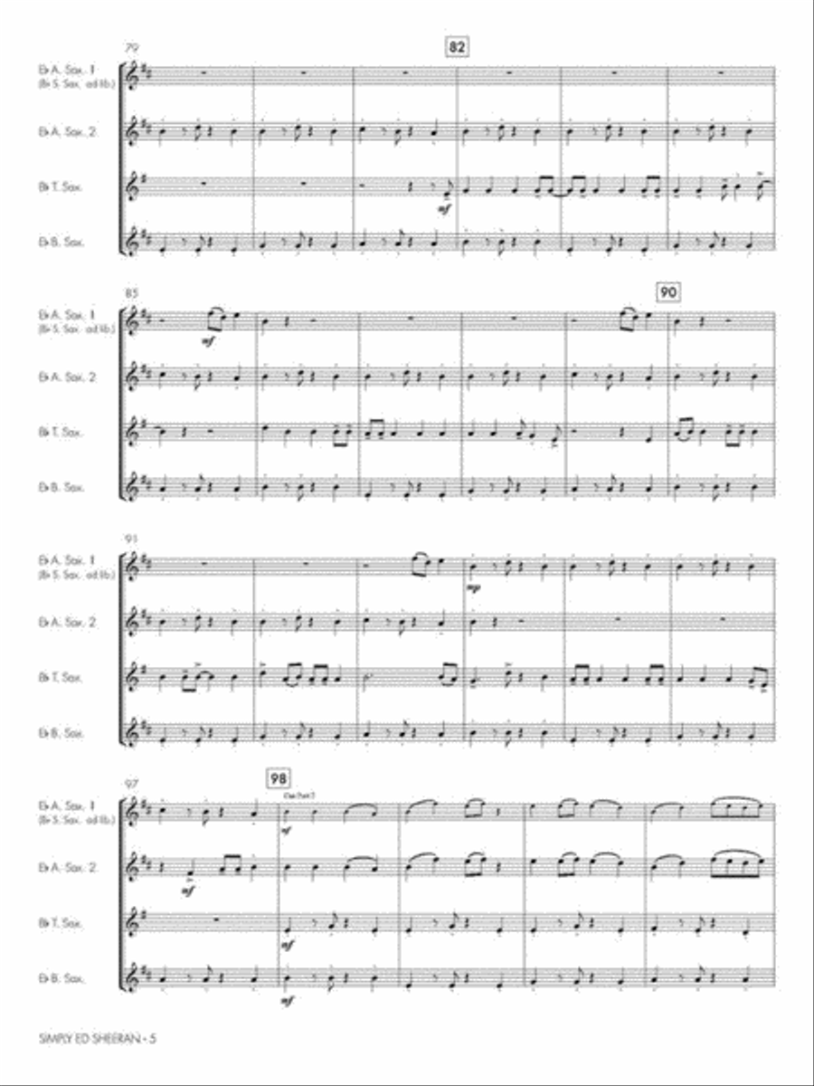 Simply Ed Sheeran Saxophone Quartet scores gallery preview page 6