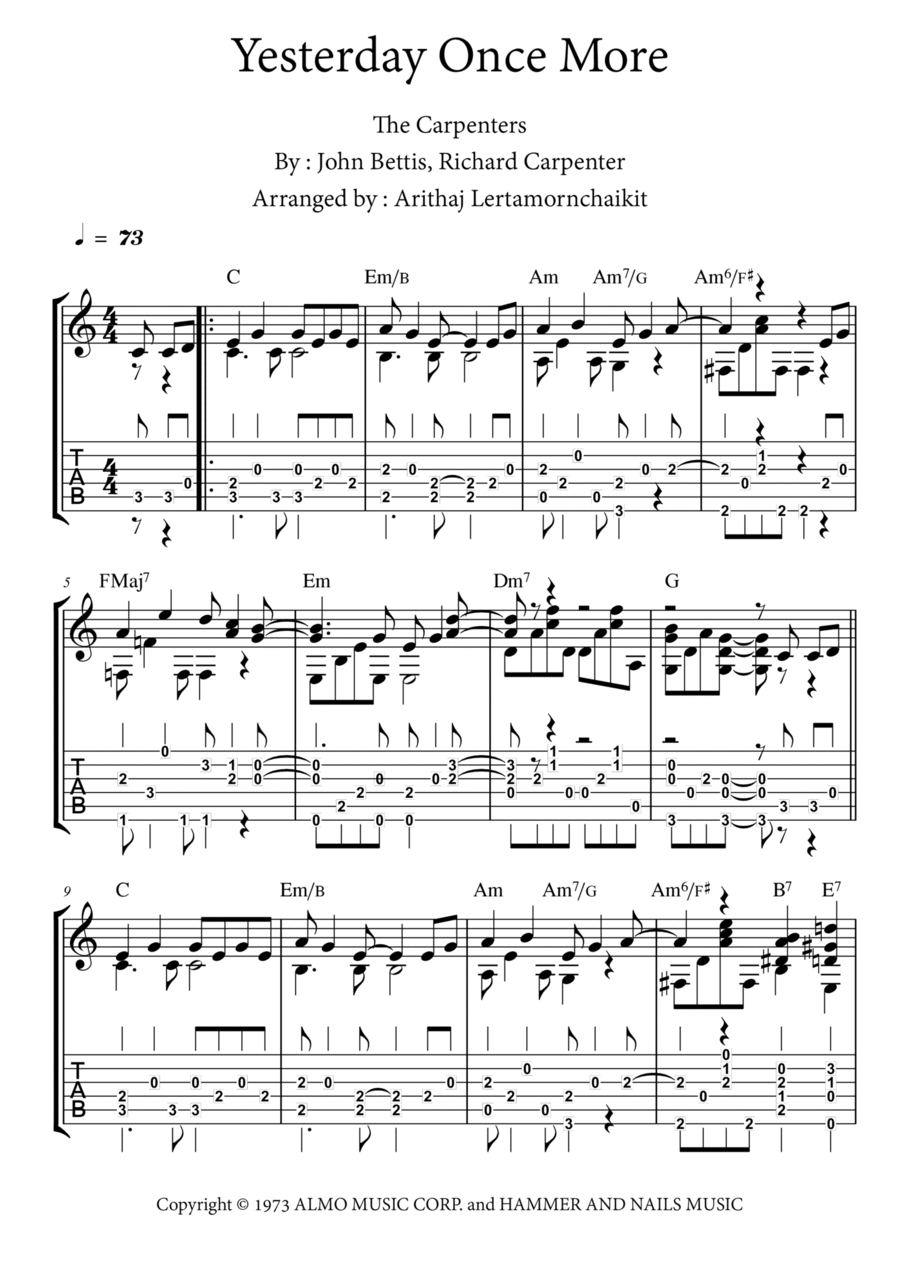 Yesterday Once More Electric Guitar scores gallery preview page 1