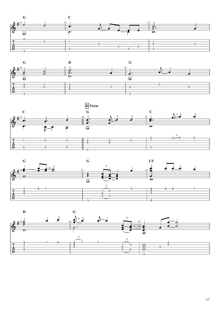 For Baby (for Bobbie) For Baby (for Bobbie) Guitar Tablature scores gallery preview page 4