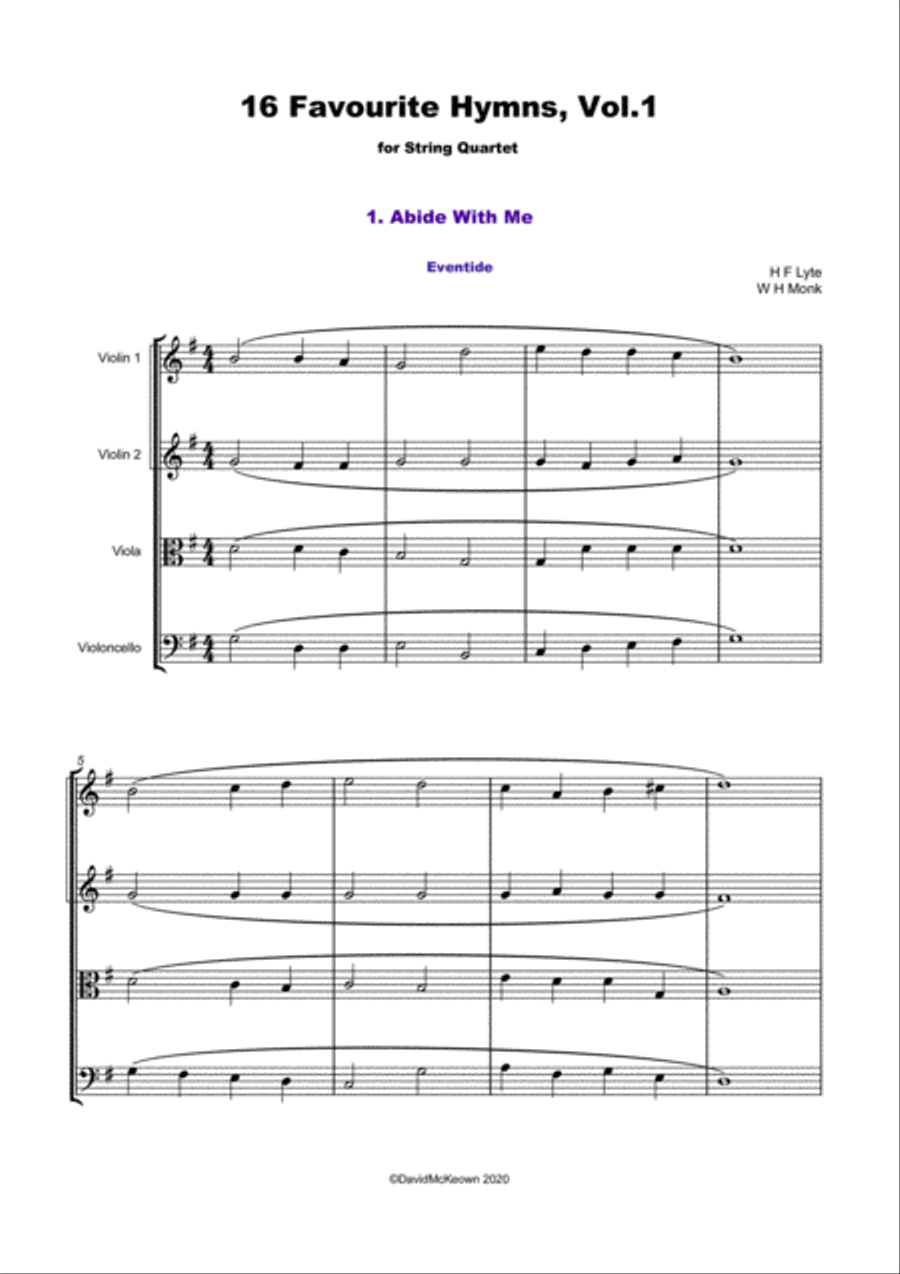 16 Favourite Hymns Vol.1 for String Quartet String Quartet scores gallery preview page 2