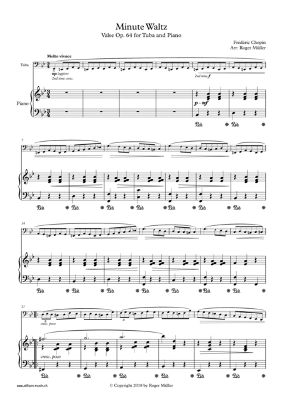 Minute Waltz for Tuba and Piano