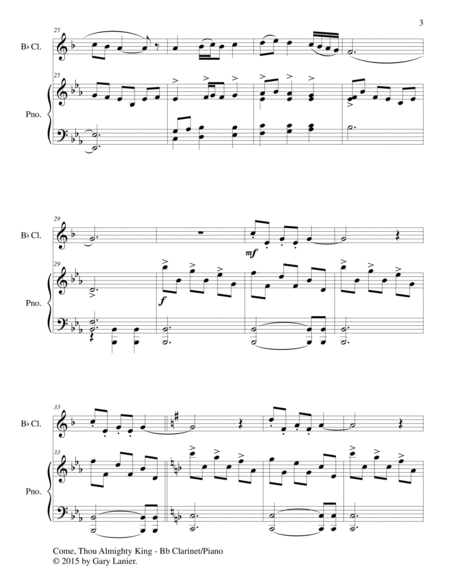 COME, THOU ALMIGHTY KING (Duet – Bb Clarinet and Piano/Score and Parts) image number null