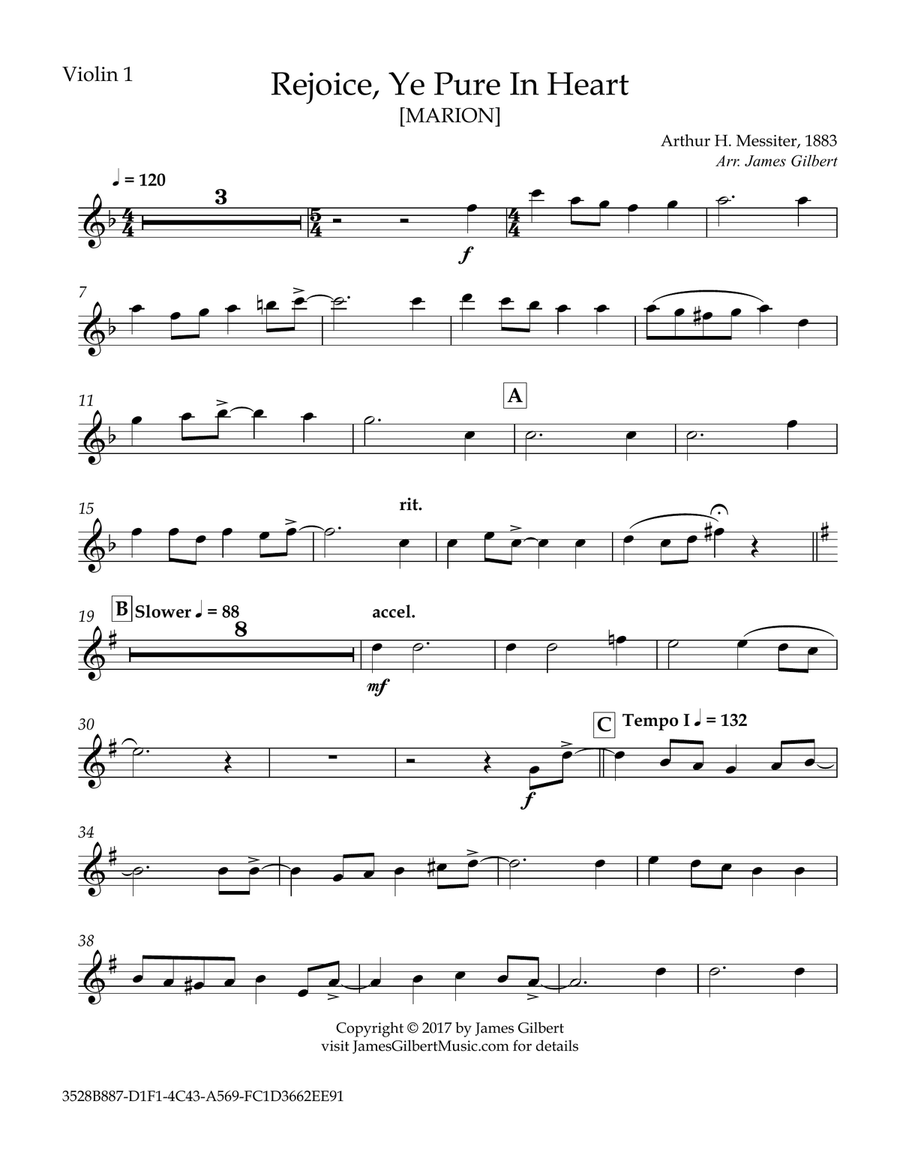 Rejoice, Ye Pure In Heart Rejoice, Ye Pure In Heart String Quartet scores gallery preview page 2