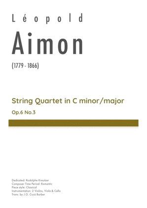 Book cover for Aimon - String Quartet in C minor/major, Op.6 No.3