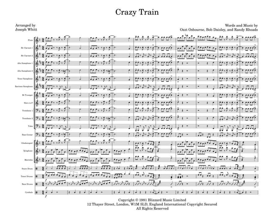 Crazy Train - Score Only image number null