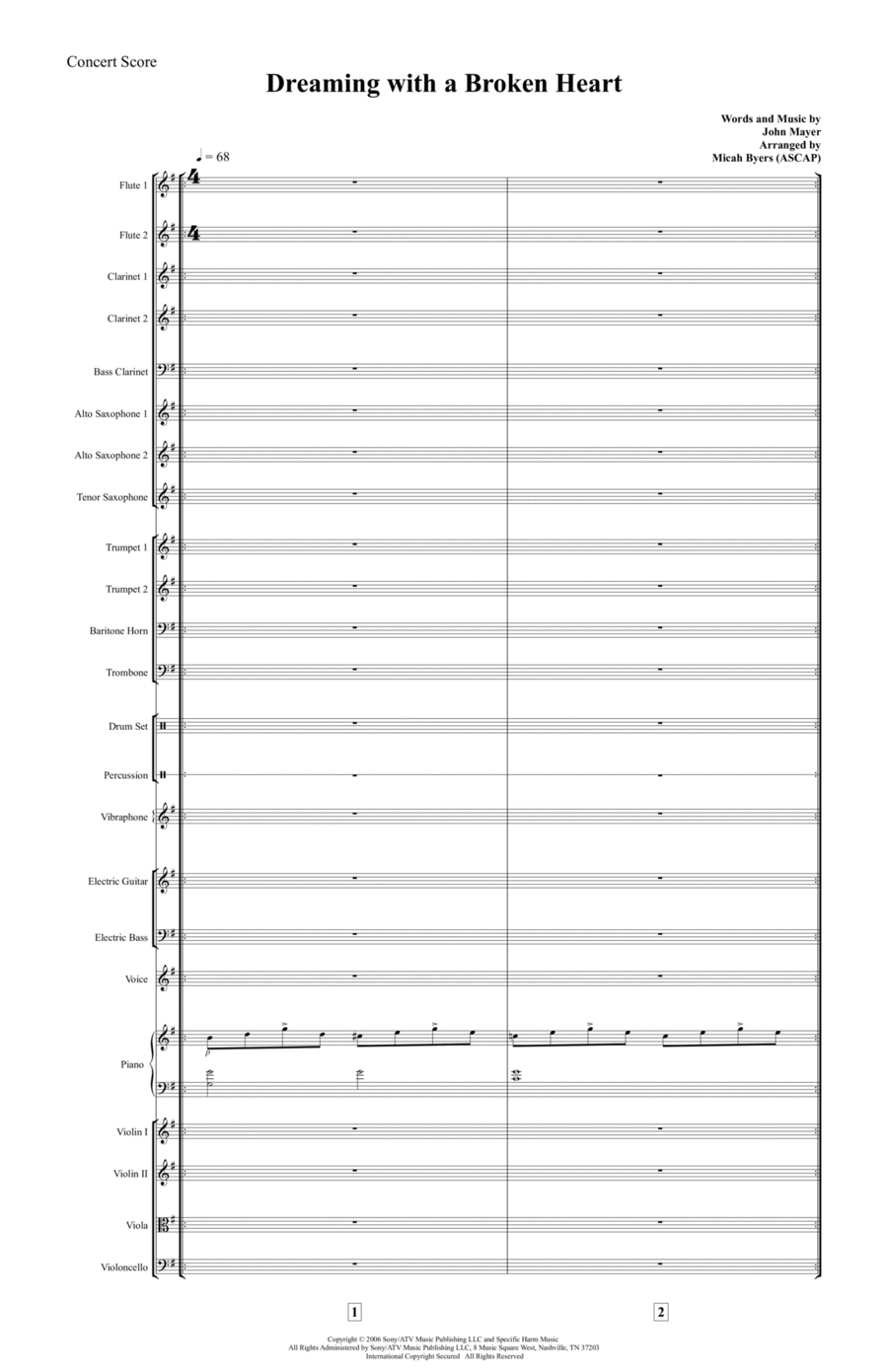 Dreaming With A Broken Heart Large Ensemble scores gallery preview page 1