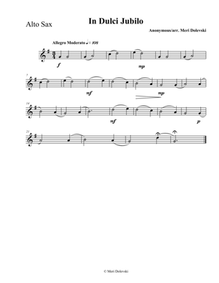In Dulci Jubilo: E flat saxes (alto, baritone)/piano