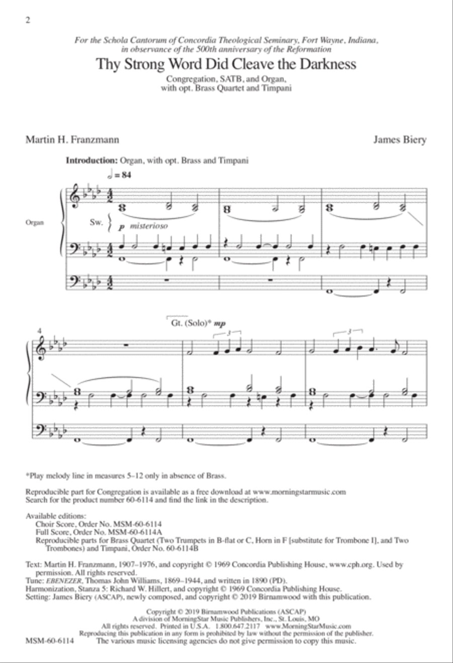 Thy Strong Word Did Cleave the Darkness 4-Part scores gallery preview page 2