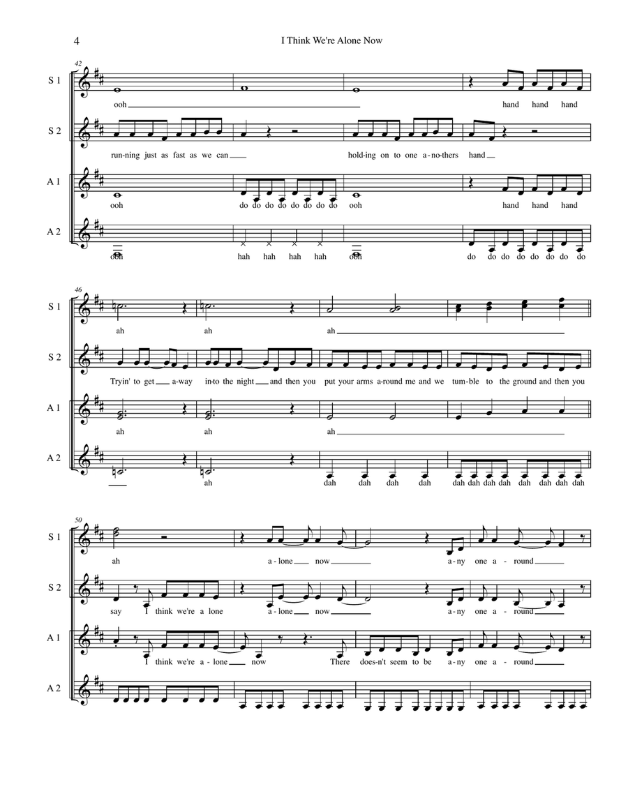 I Think We're Alone Now SSA scores gallery preview page 4